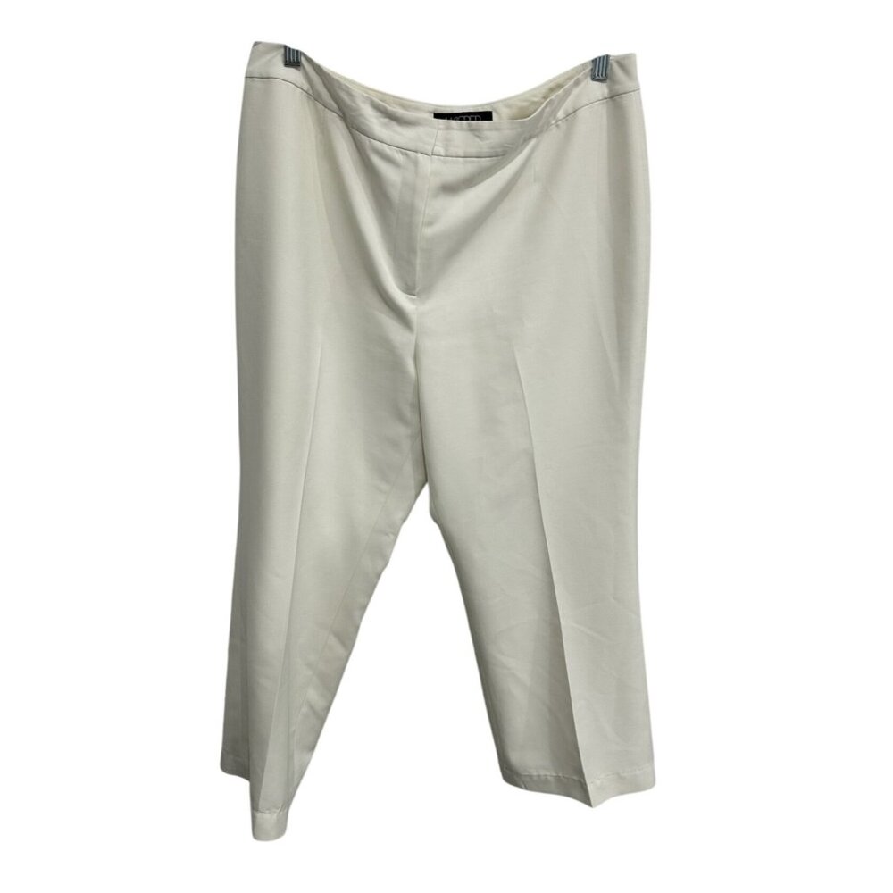 Kasper Cream Dress Pants Size 14P Pleated Front Cropped Length Polyester Blend